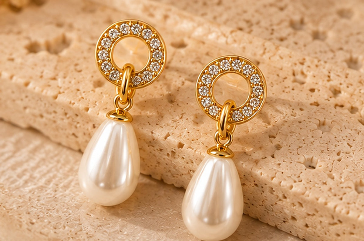Pendientes Perla Aura sobre piedra